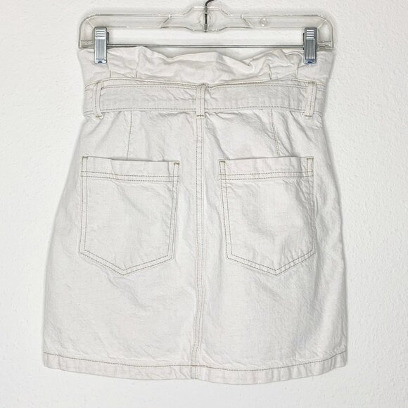 Free People Splendor In The Grass High-Waisted Denim Skirt Linen Blend Size 2 - Picture 4 of 10